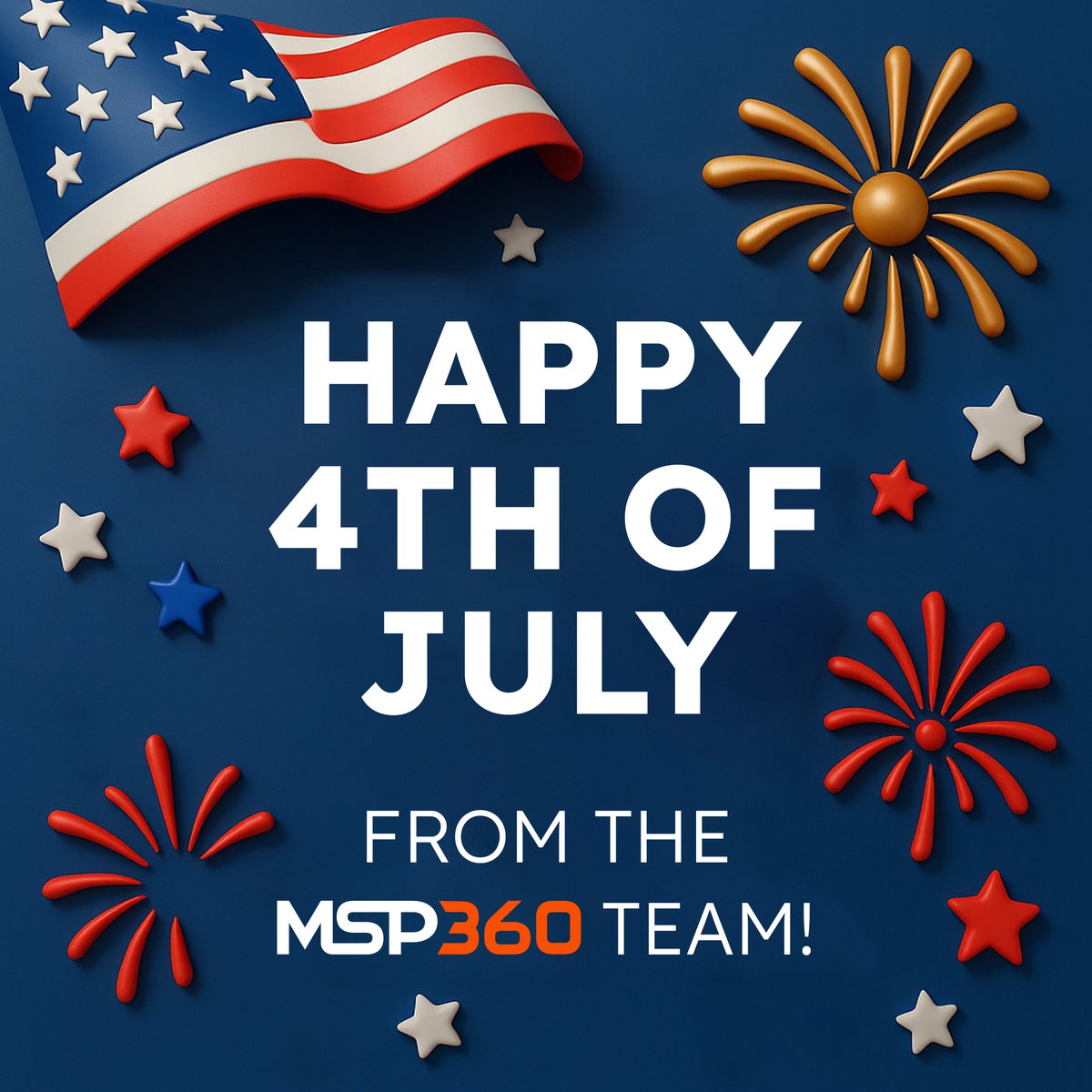 Happy Fourth of July from MSP360! 🎇

As you enjoy time with family and friends, we're here in the background, keeping your data safe and your systems strong.

Wishing you a joyful and secure celebration! 🇺🇸🗽

#FourthOfJuly #IndependenceDay #MSP360 #DataProtection #MSP