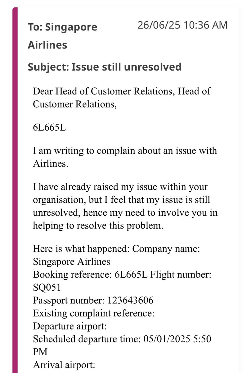 Hey <a href="/SingaporeAir/">Singapore Airlines</a> still waiting to hear from you from January re the attached - do you usually ignore these issues?