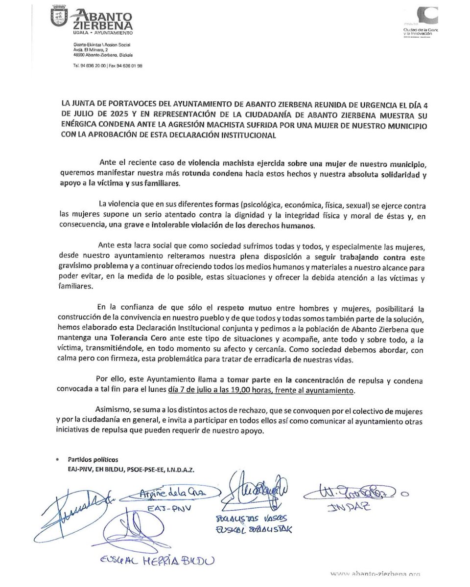 eajpnvabanto's tweet image. 🔴🟢⚪🔴🟢⚪🔴🟢⚪🔴🟢⚪

@eajpnvabanto condena firmemente la agresión machista producida ayer en Sanfuentes.

Eraso sexistarik ez!!!

Astelehenean denok udaletxearen aurrean elkartuko gara. 
19.00etan.

🔴🟢⚪🔴🟢⚪🔴🟢⚪🔴🟢⚪