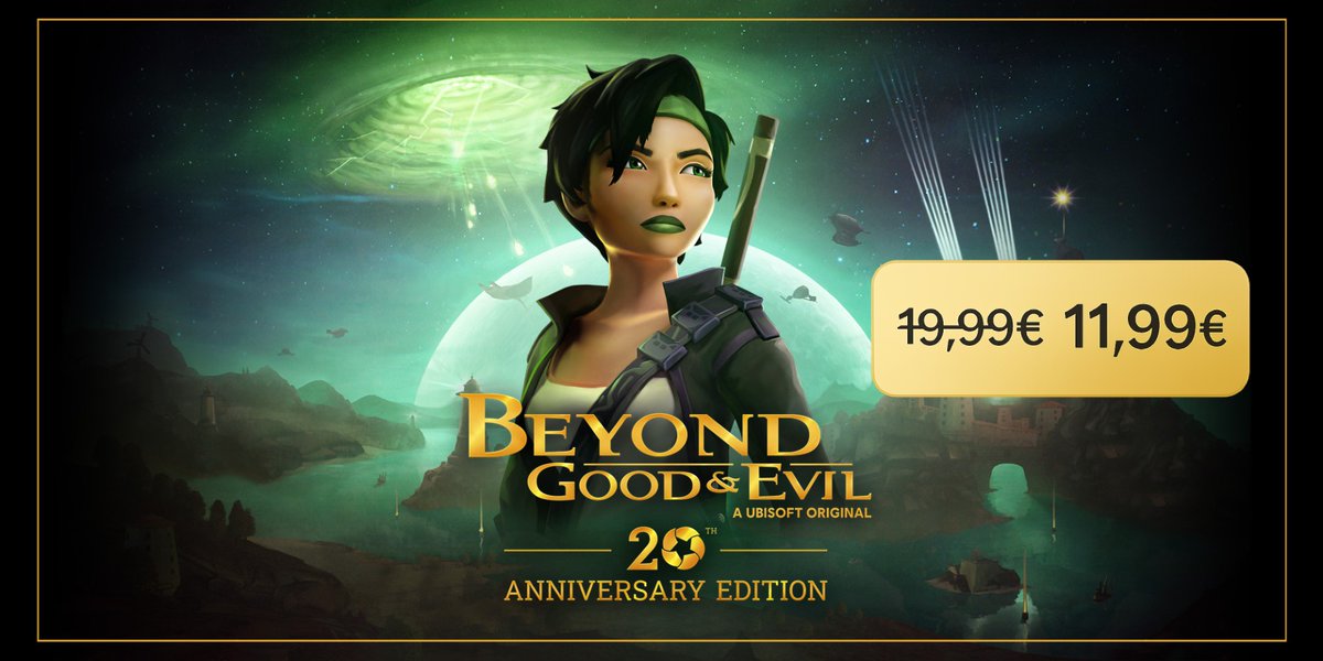En ce moment, Beyond Good &amp; Evil - 20th Anniversary Edition est en promo sur Steam à 11,99 € au lieu de 19,99 € !

Une bonne occasion pour découvrir le remaster du jeu culte d'Ubisoft Montpellier et d'aller prendre en photo des coccinelles en 4K ! store.steampowered.com/app/2556990/Be… #BGE