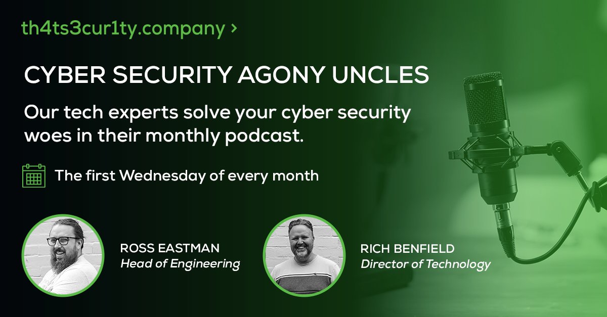 Missed this week's Agony Uncles podcast with th4ts3cur1ty.company? Don't panic! 

🔄 You can catch up on all the fun and expert insights on our YouTube, but also on Spotify, Apple, and Amazon! 🎧

Every first Wednesday of the month.

#AgonyUncles #CyberSecurity #Podcast
