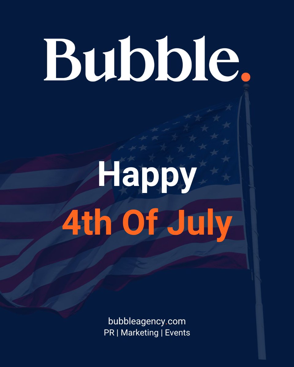 To our colleagues, clients, and partners in the U.S. - we wish you a safe and happy Fourth of July.

🇺🇸 From all of us at Bubble - enjoy the holiday!

#FourthOfJuly #IndependenceDay #TeamBubble #MediaTech #CreativeIndustry #MarketingCommunity #BroadcastIndustry