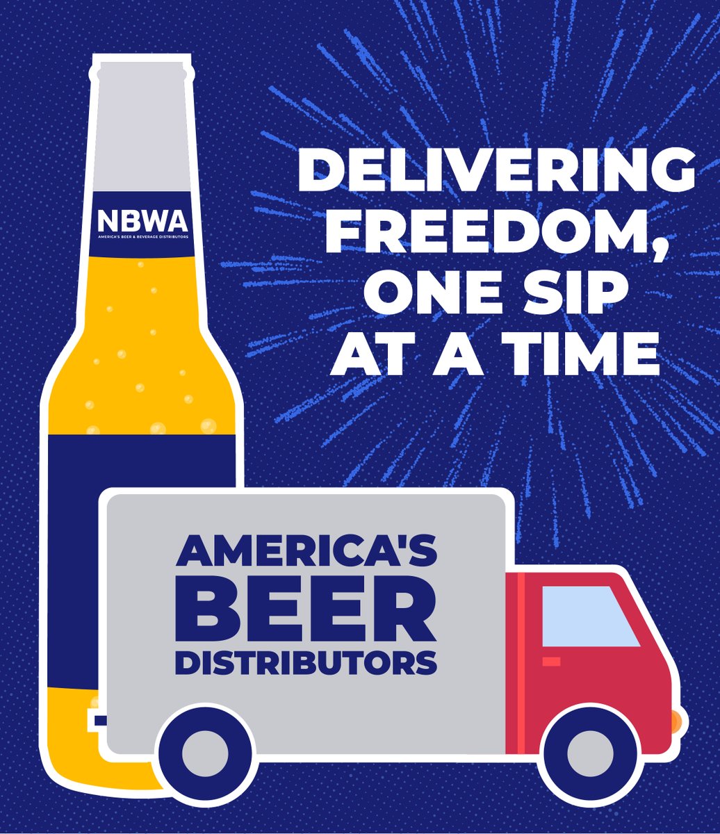 NBWA's tweet image. Happy birthday America! Celebrate with an ice cold beer, delivered fresh to your neighborhood stores by America’s 135,000 hardworking beer distributors 🍻🇺🇸
