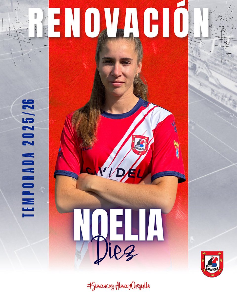 🔁 NOELIA DIEZ

🧠La defensa de 26 años, con experiencia en Segunda División, renueva con el Villa de Simancas Femenino para seguir aportado solidez a la zaga.

¡Una suerte seguir teniéndote en nuestras filas! 

#SimancasAlmayOrgullo #GladiadorasFranjoblancas