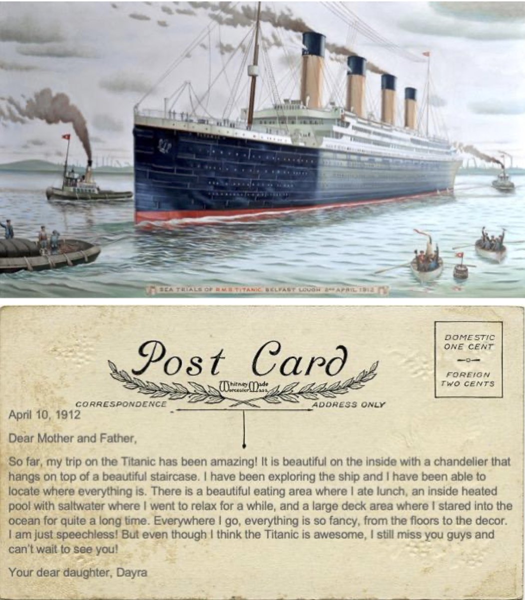 Wendy C. Ramirez, grade 6 teacher at Valley View ISD, shared with us some “unsent messages” by her students.
bit.ly/UnsentMessages
Take a look at the visually stunning postcards her students wrote as passengers on the Titanic.
bit.ly/TitanicPostcar…
