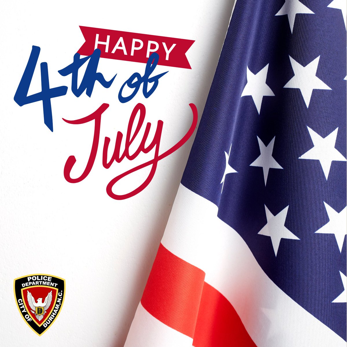 TheDurhamPolice's tweet image. Happy Fourth of July from the Durham Police Department!
As we celebrate, we encourage all residents to celebrate responsibly:
🔴 Be mindful of your neighbors
⚪ Never drink and drive
🔵 Keep fireworks safety in mind
Together, we can ensure a safe holiday for all.