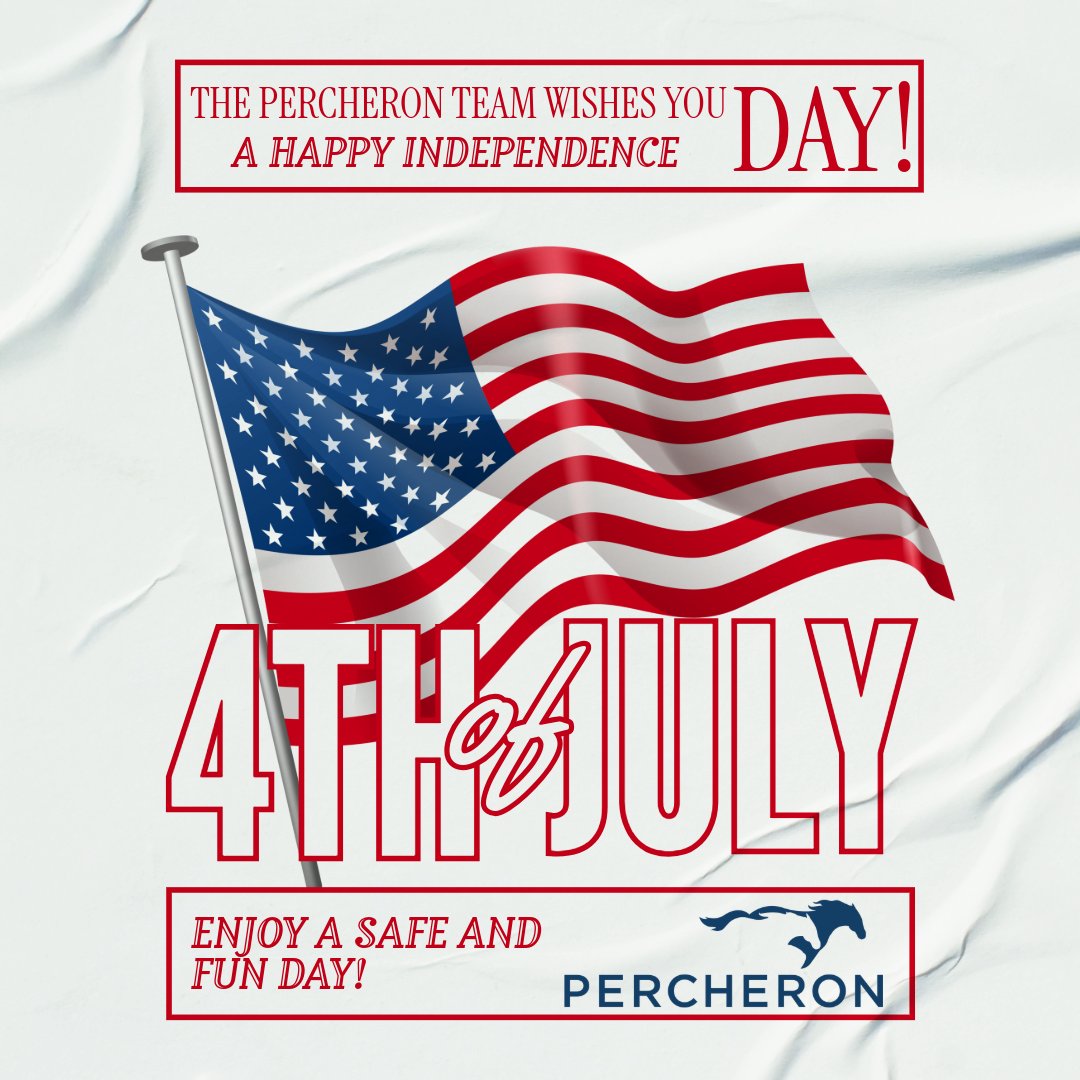 Happy Fourth of July from all of us at Percheron!
Today, we celebrate the values that define our nation—freedom, hard work, and unity. Wishing everyone a safe and joyful Independence Day! 

#IndependenceDay #FourthOfJuly #TeamPercheron #MakingLivesBetter