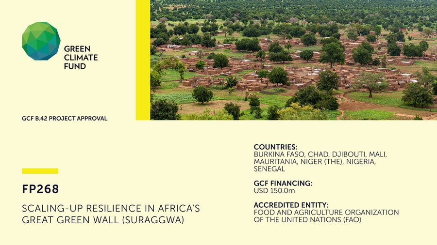 Le programme FP268 a été approuvé . Il vise à renforcer la résilience climatique en restaurant les paysages dans 8 pays de la Grande Muraille Verte dont le #Tchad🇹🇩. Le Royaume-uni🇬🇧 est fier d’être l’un des principaux contributeurs au Fonds vert pour le climat.

#GCF