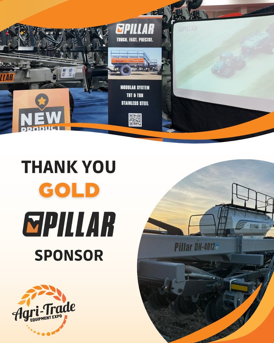 A big shoutout to <a href="/PillarLasers/">Pillar</a>—we’re excited to welcome them back as a Gold Sponsor for #AgriTrade2025!

"Pillar, founded in 2005, has focused on improving dryland farming profitability by optimizing seed and fertilizer placement."