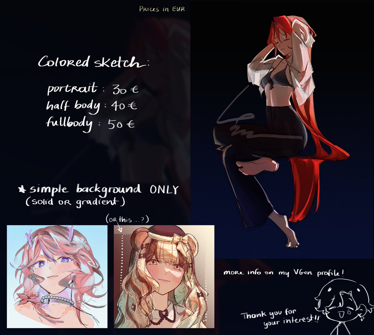 Hello!! I'm opening my commissions!! :D
✧ More info on my VGen: vgen.co/xtkao_ or my Carrd: xtkao.carrd.co
✧If you have any questions I'd be glad to help! (⁠*⁠´⁠ω⁠｀⁠*⁠)

Likes and RTs are really appreciated!! ❤️

#commissionopen #ArtCommission
