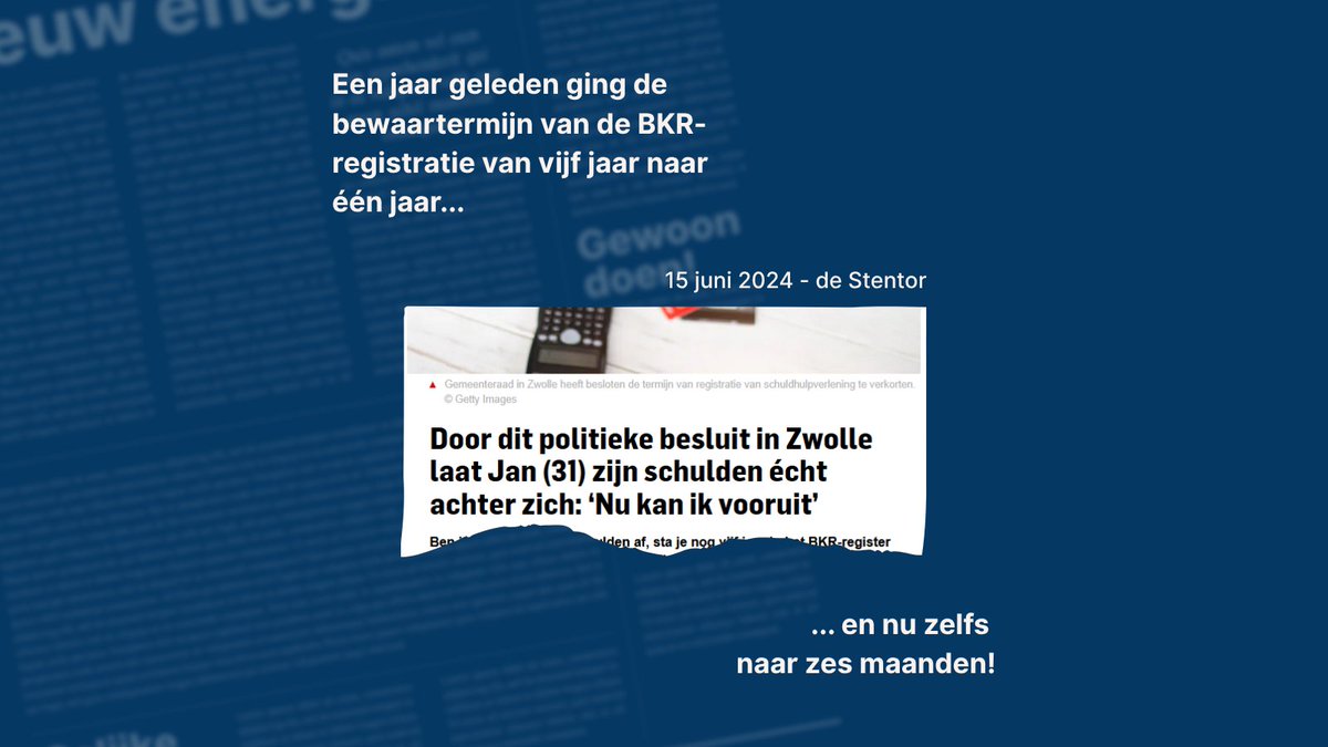 D66Zwolle (@d66zwolle) on Twitter photo Door onze motie ging een jaar geleden de bewaartermijn van de BKR-registratie van 5 jaar naar 1 jaar. Nu wordt deze termijn zelfs ingekort naar zes maanden! #D66 is superblij met dit nieuws, en hoopt dat dit nog meer mensen zal helpen om weer een toekomst op te bouwen!💚#zwolle Door onze motie ging een jaar geleden de bewaartermijn van de BKR-registratie van 5 jaar naar 1 jaar. Nu wordt deze termijn zelfs ingekort naar zes maanden! #D66 is superblij met dit nieuws, en hoopt dat dit nog meer mensen zal helpen om weer een toekomst op te bouwen!💚#zwolle