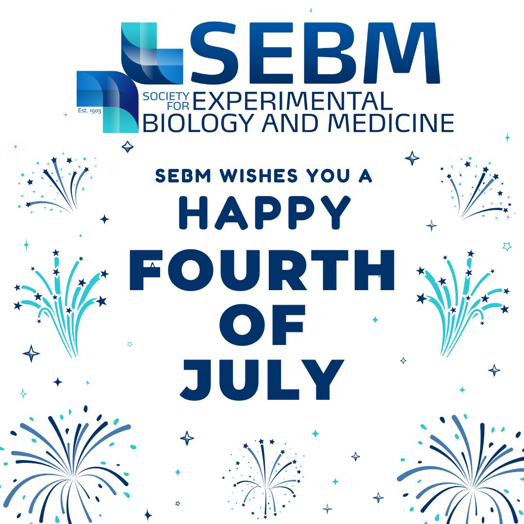 The staff and council for the Society of Experimental Biology and Medicine wishes you a Happy Fourth of July! Make sure to spend the day learning with an article from our journal @expbiolmed underneath the fireworks 🎇