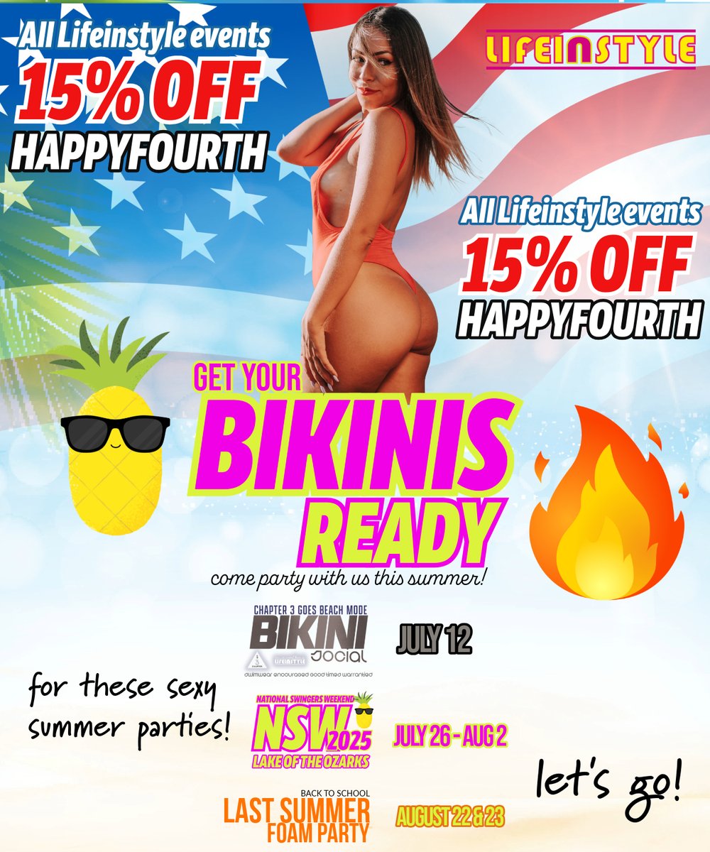 Happy fourth of July! 🎆 Use code HAPPYFOURTH until 07/05/25. Get your 👙ready! We are going to get 💦 this summer! #Lifeinstyle #STL #NSW2025