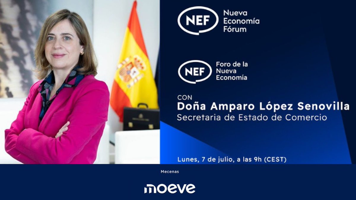 Secretaría de Estado de Comercio (@se_comercio) on Twitter photo El próximo lunes, 7 de julio, la <a href="/SE_Comercio/">Secretaría de Estado de Comercio</a>, <a href="/ls_amparo/">Amparo López Senovilla</a> aborda los actuales desafíos globales y cómo se posiciona el sector exterior español en el desayuno informativo <a href="/NewEconomyForum/">New Economy Forum</a>
⏰9.00 horas
🔴Síguelo en directo aquí:
youtube.com/watch?v=SY6Fch… El próximo lunes, 7 de julio, la <a href="/SE_Comercio/">Secretaría de Estado de Comercio</a>, <a href="/ls_amparo/">Amparo López Senovilla</a> aborda los actuales desafíos globales y cómo se posiciona el sector exterior español en el desayuno informativo <a href="/NewEconomyForum/">New Economy Forum</a>
⏰9.00 horas
🔴Síguelo en directo aquí:
youtube.com/watch?v=SY6Fch…
