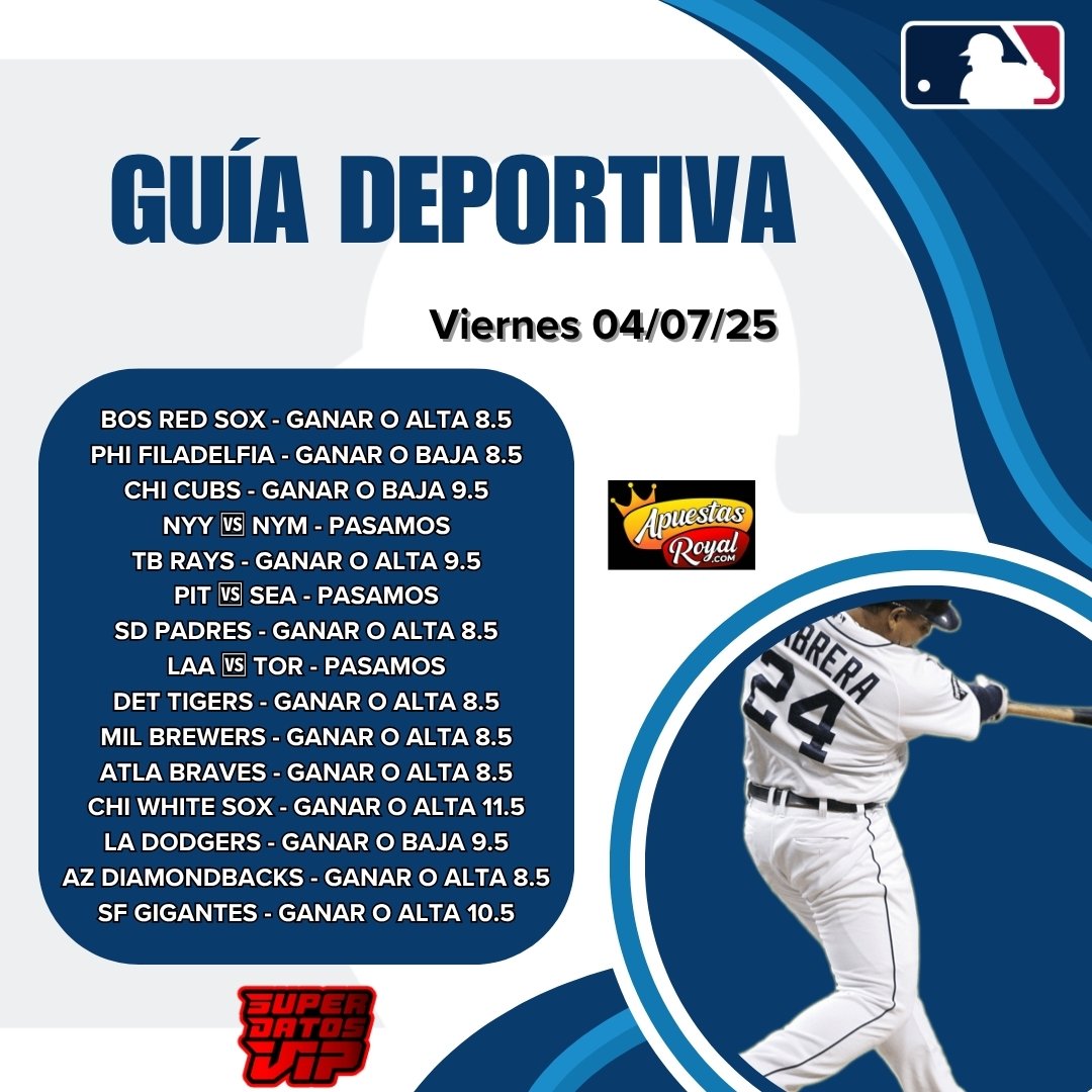 𝕊𝕦𝕡𝕖𝕣 𝔻𝕒𝕥𝕠𝕤 𝕍𝕚𝕡 (@superdatosvip) on Twitter photo #MLB #VIERNES #04JUL 🔥
- APOYEN DANDOLE RT O MG 👏👏
#PARLEY #DEPORTES #APUESTAS
<a href="/PabloJota27/">🤑PABLO JOTA MARVAL🤩</a>
<a href="/m_estiben/">𝕏 Estiben Hernández </a>
<a href="/djhipico/">DJ HIPICO</a>
<a href="/DUMONT81/">𝘾𝙇𝙐𝘽 𝙑𝙄𝙋 𝙋𝙍𝙀𝙈𝙄𝙐𝙈⚽️⚾️🏀🏒🚀🐴🇻🇪🇺🇸</a>
<a href="/Elgalle16252342/">Robert P.M El gallero</a>
<a href="/datoswmatos/">W MATOS</a>
<a href="/Gatojacker_1/">Yonathan (Gatojacker) 🐴🐴</a>
<a href="/Soypatiyalodije/">Pati Rivas</a>
<a href="/datocasting/">datocasting</a>
<a href="/LGParley/">LGP Sports C.A</a>
<a href="/TorcatFevrin/">fevrin torcat</a>
<a href="/RebelionHipica/">Rebelion Hipica</a>
👇 GUÍA MLB👇 #MLB #VIERNES #04JUL 🔥
- APOYEN DANDOLE RT O MG 👏👏
#PARLEY #DEPORTES #APUESTAS
<a href="/PabloJota27/">🤑PABLO JOTA MARVAL🤩</a>
<a href="/m_estiben/">𝕏 Estiben Hernández </a>
<a href="/djhipico/">DJ HIPICO</a>
<a href="/DUMONT81/">𝘾𝙇𝙐𝘽 𝙑𝙄𝙋 𝙋𝙍𝙀𝙈𝙄𝙐𝙈⚽️⚾️🏀🏒🚀🐴🇻🇪🇺🇸</a>
<a href="/Elgalle16252342/">Robert P.M El gallero</a>
<a href="/datoswmatos/">W MATOS</a>
<a href="/Gatojacker_1/">Yonathan (Gatojacker) 🐴🐴</a>
<a href="/Soypatiyalodije/">Pati Rivas</a>
<a href="/datocasting/">datocasting</a>
<a href="/LGParley/">LGP Sports C.A</a>
<a href="/TorcatFevrin/">fevrin torcat</a>
<a href="/RebelionHipica/">Rebelion Hipica</a>
👇 GUÍA MLB👇