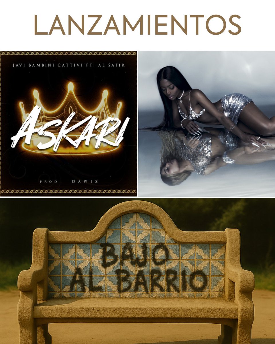 Terminamos la semana con el lanzamiento de @suzegram junto a @luadesantana que presentan #PAQUELAVEAN ✨ <a href="/foyone/">フローレンスおよね</a> lanza #BAJOALBARRIO y por último <a href="/xalsafirx/">al safir</a> colabora con @javibambinicattivi en #ASKARI 

#novedadesviernes #ttf