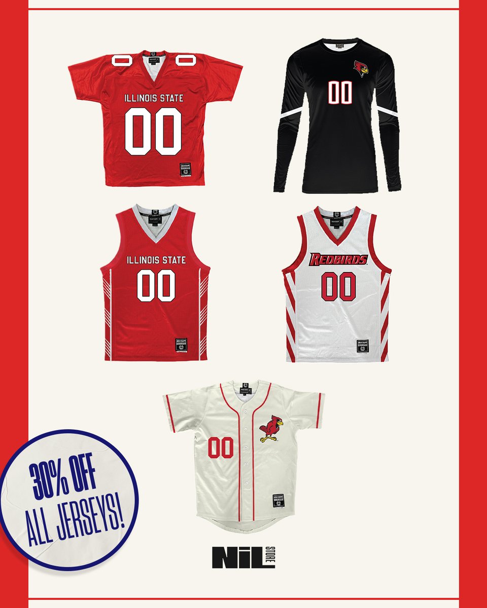 Shop our BIGGEST jersey sale of the summer💥 30% OFF every single jersey. Celebrate &amp; Save this 4th of July🇺🇸✨

➡️ nil.store/illinois-state