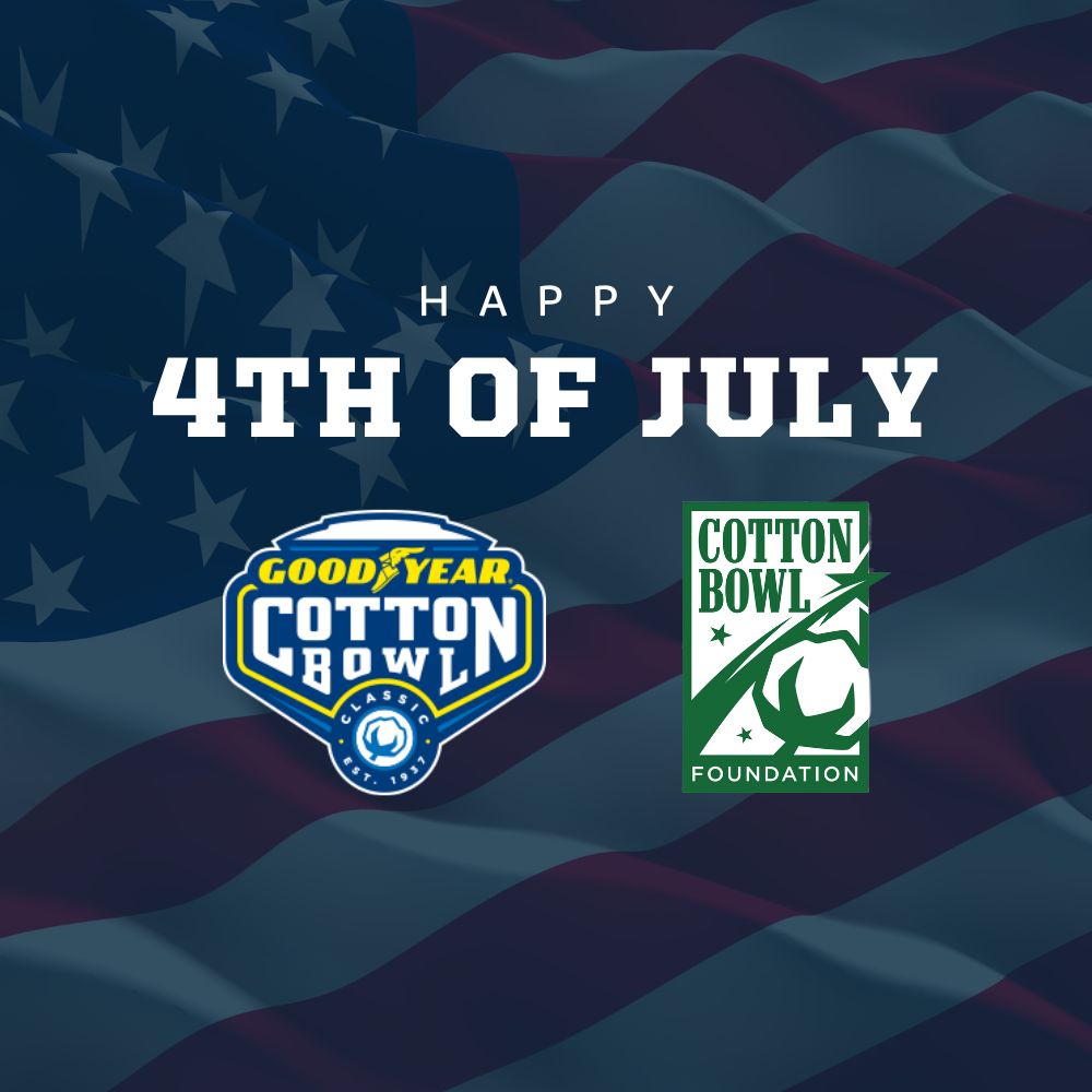 CottonBowlGame's tweet image. The #GoodyearCottonBowl Classic & Cotton Bowl Foundation wish everyone a safe and happy #4thofJuly!
#LikeNoOther