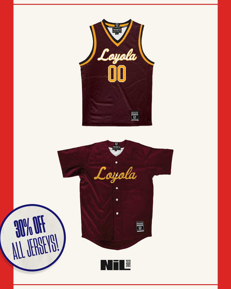 Shop our BIGGEST jersey sale of the summer💥 30% OFF every single jersey. Celebrate &amp; Save this 4th of July🇺🇸✨

➡️ nil.store/loyola