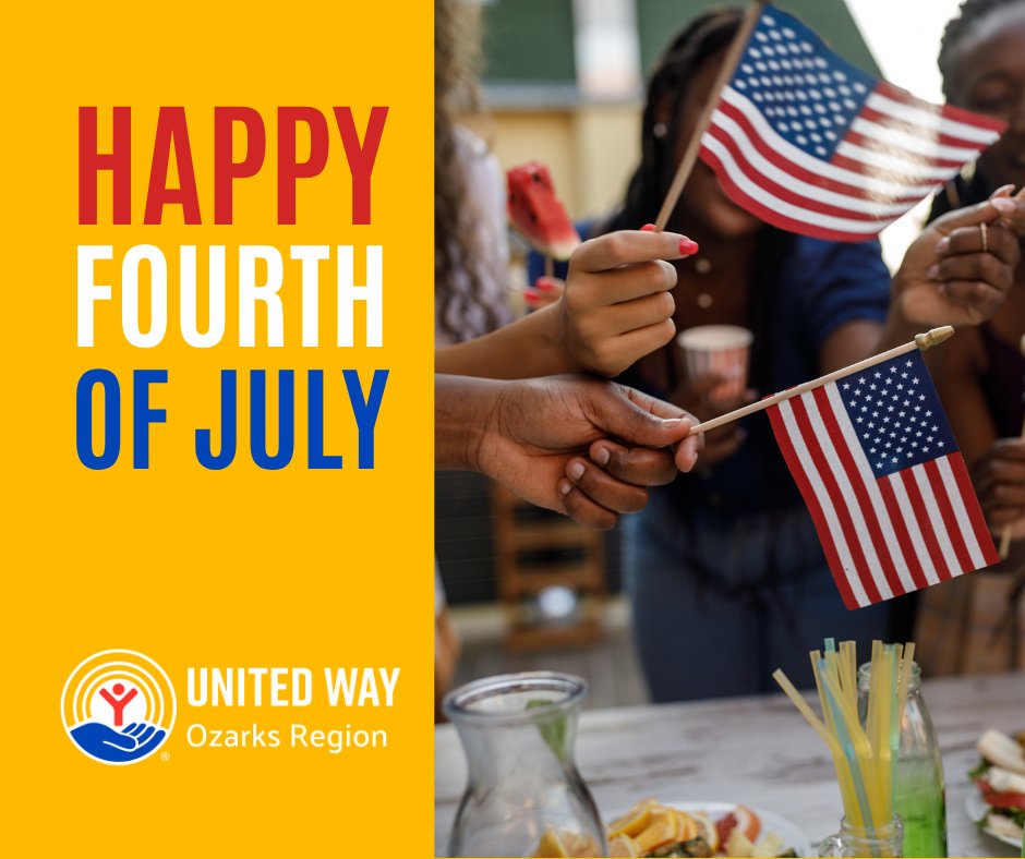 May we all take time to reflect on the true meaning of liberty and justice FOR ALL.

United Way Ozarks Region wishes you a safe and happy 4th of July! 

🇺🇸❤️🤍💙🇺🇸

#UnitedIsTheWay