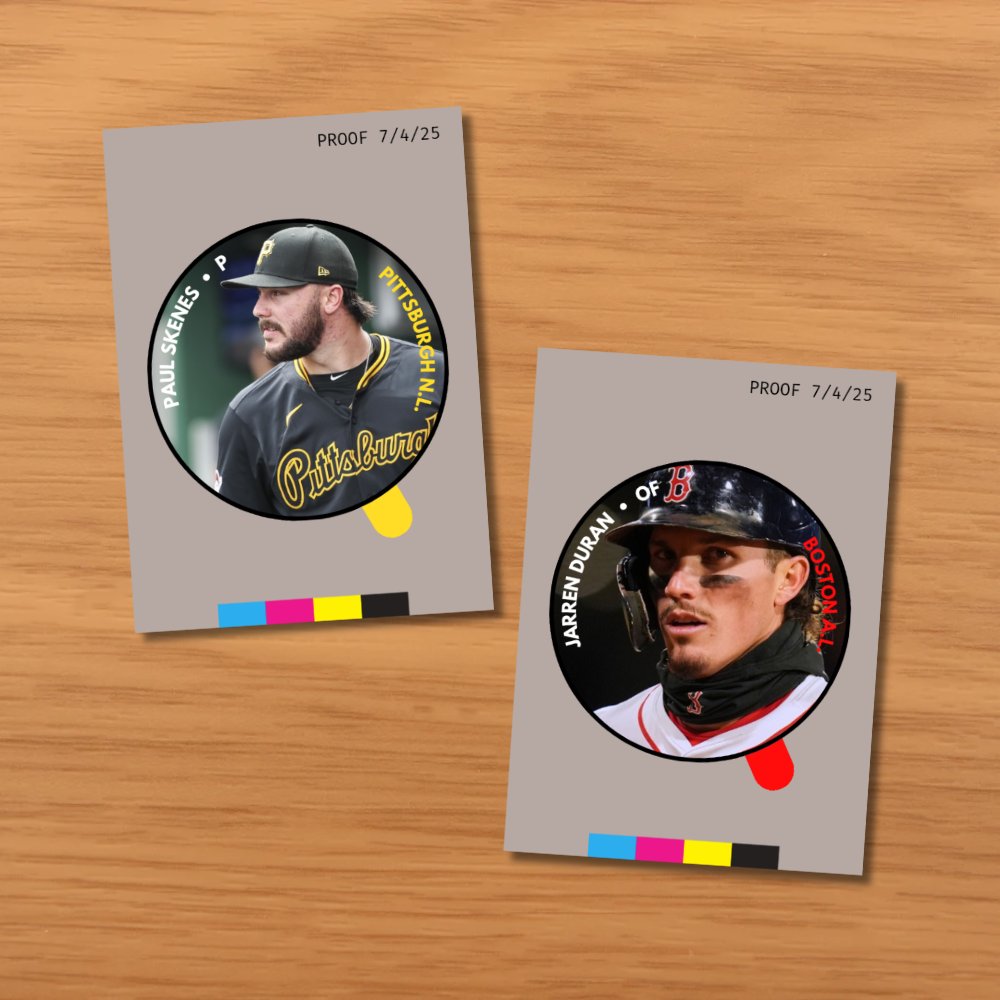roselleavenue's tweet image. Not sure what these customs are yet, but I enjoy the process LOL... Paul Skenes, Jarren Duran, Juan Soto, and Aaron Judge proofs πβοΈ