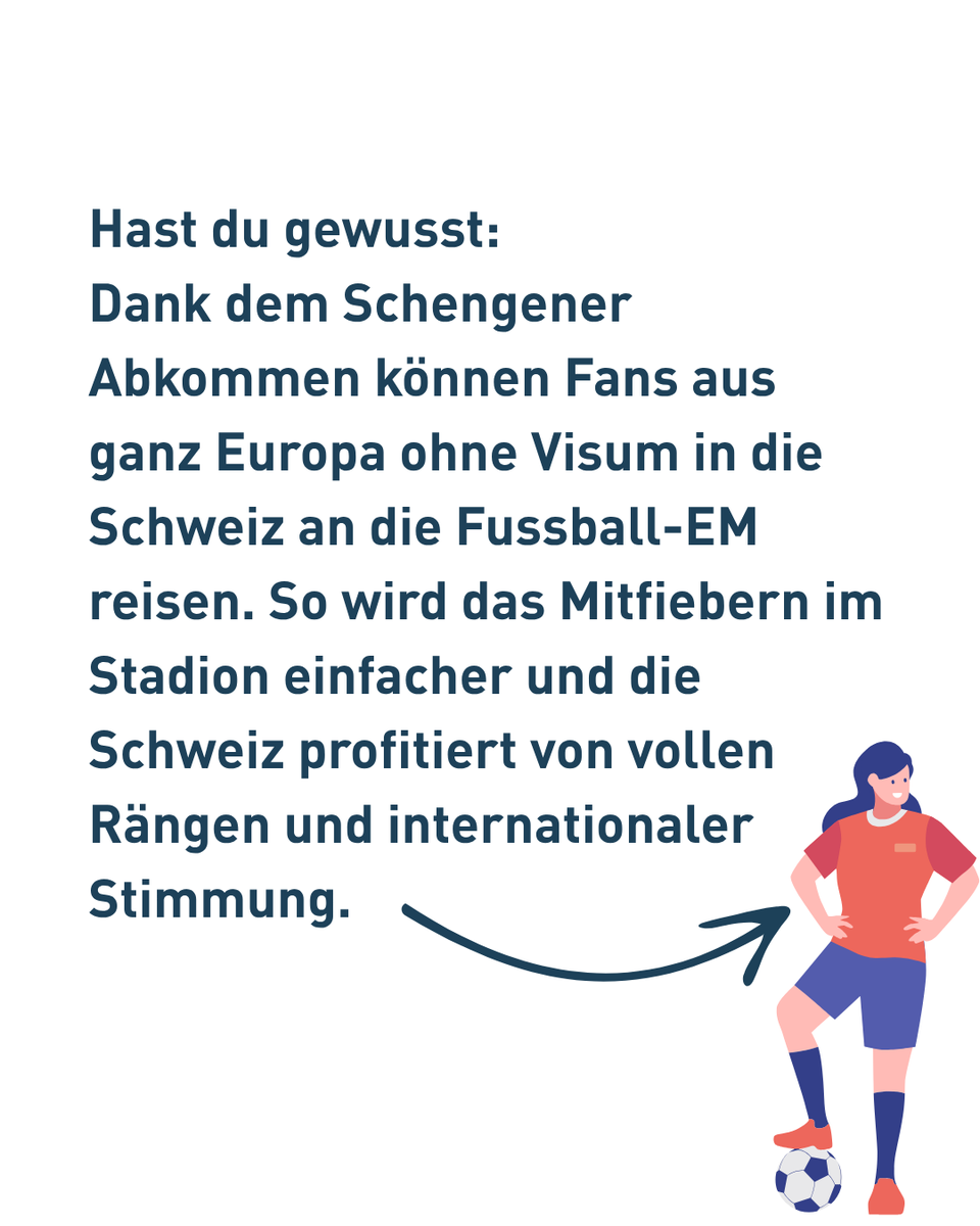 starkvernetzt's tweet image. ⚽🇨🇭 Heute bei der Frauen-EM: Schweiz vs. Island! 🇮🇸
Feuerst du auch dein Team im Stadion an? Dank dem Schengen-Abkommen reisen Fans aus ganz Europa visafrei in die Schweiz für volle Ränge und internationale Stimmung! 🌍🎉
👉 Und das Beste: Mach mit bei unserem EM-Gewinnspiel…