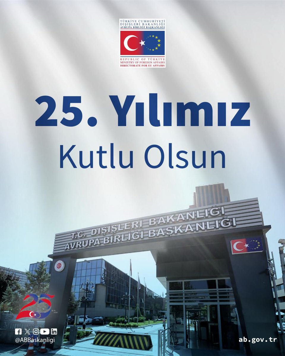 T.C. Dışişleri Bakanlığı Avrupa Birliği Başkanlığı (@abbaskanligi) on Twitter photo #25thAnniversaryOfDirectorateForEUAffairs
#DirectorateForEUAffairs: 25 Years 🇹🇷’s Strategic Goal of 🇪🇺 Membership
<a href="/ABBaskanligi/">T.C. Dışişleri Bakanlığı Avrupa Birliği Başkanlığı</a> was established on July 4, 2000, as the institution responsible for the coordination of 🇹🇷’s EU accession process. #25thAnniversaryOfDirectorateForEUAffairs
#DirectorateForEUAffairs: 25 Years 🇹🇷’s Strategic Goal of 🇪🇺 Membership
<a href="/ABBaskanligi/">T.C. Dışişleri Bakanlığı Avrupa Birliği Başkanlığı</a> was established on July 4, 2000, as the institution responsible for the coordination of 🇹🇷’s EU accession process.
