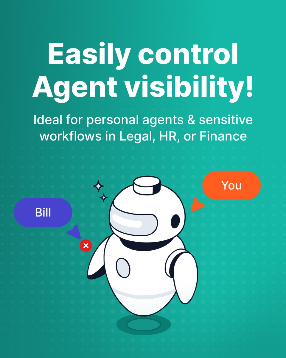 nimbuswebinc's tweet image. 🆕 #FuseBaseUpdate!
Take full control of your AI agent&apos;s privacy! 🔐
Need an agent just for yourself? Or one that&apos;s only accessible to the legal team? Now you can manage agent visibility with ease!

🔑 Choose who gets access: only you, specific members or all clients and members…