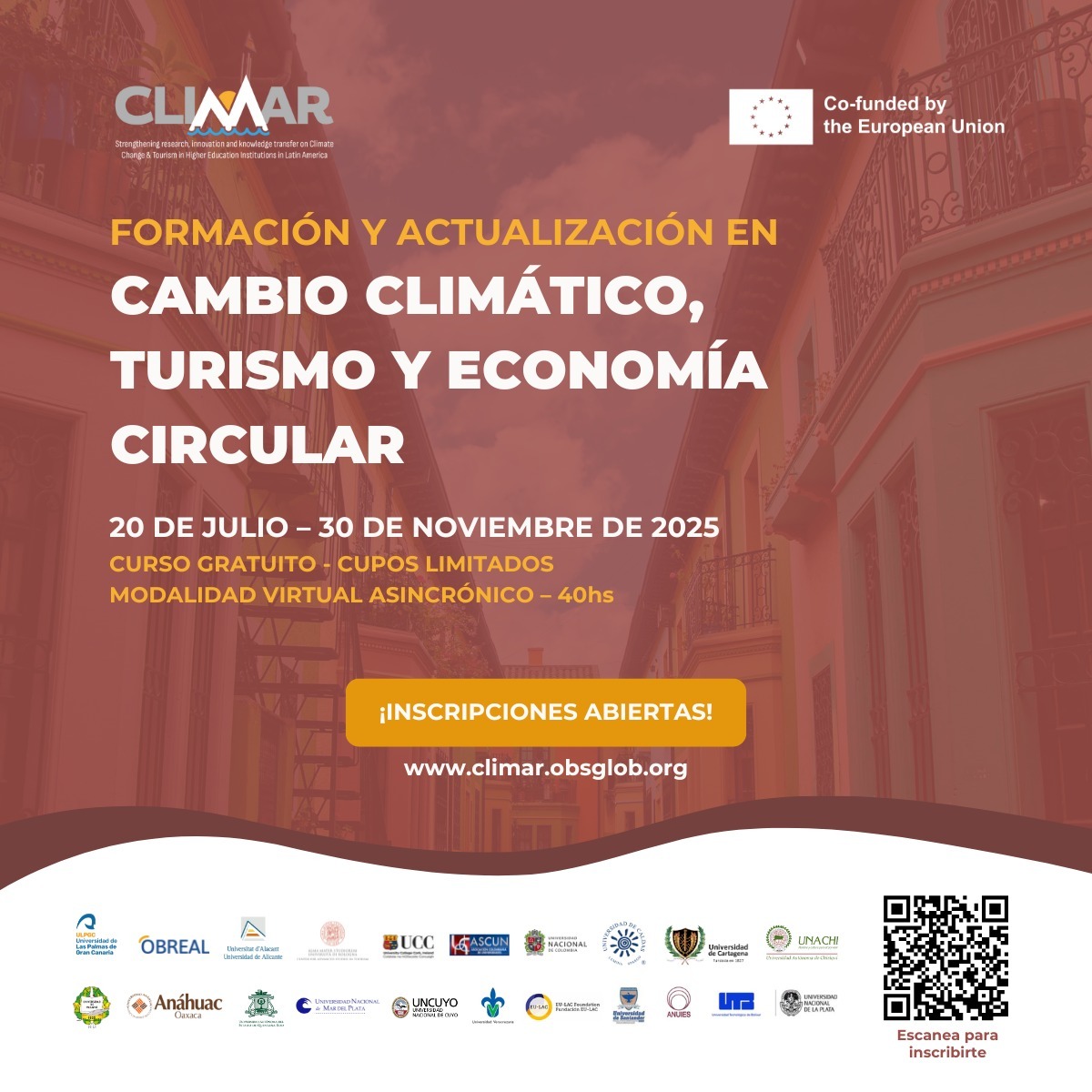 ASCUN (@ascunoficial) on Twitter photo 🌿 Curso virtual: Cambio Climático, Turismo y Economía Circular <a href="/climarerasmus/">Climarerasmus</a>
🗓️ Inicia el 20 de julio | Modalidad asincrónica
👥 Dirigido a academia y sectores público/privado vinculados al turismo y sostenibilidad.
📝 Pre-registro: f.mtr.cool/jvuyfoylvi
#CLIMAR #ODS 🌿 Curso virtual: Cambio Climático, Turismo y Economía Circular <a href="/climarerasmus/">Climarerasmus</a>
🗓️ Inicia el 20 de julio | Modalidad asincrónica
👥 Dirigido a academia y sectores público/privado vinculados al turismo y sostenibilidad.
📝 Pre-registro: f.mtr.cool/jvuyfoylvi
#CLIMAR #ODS