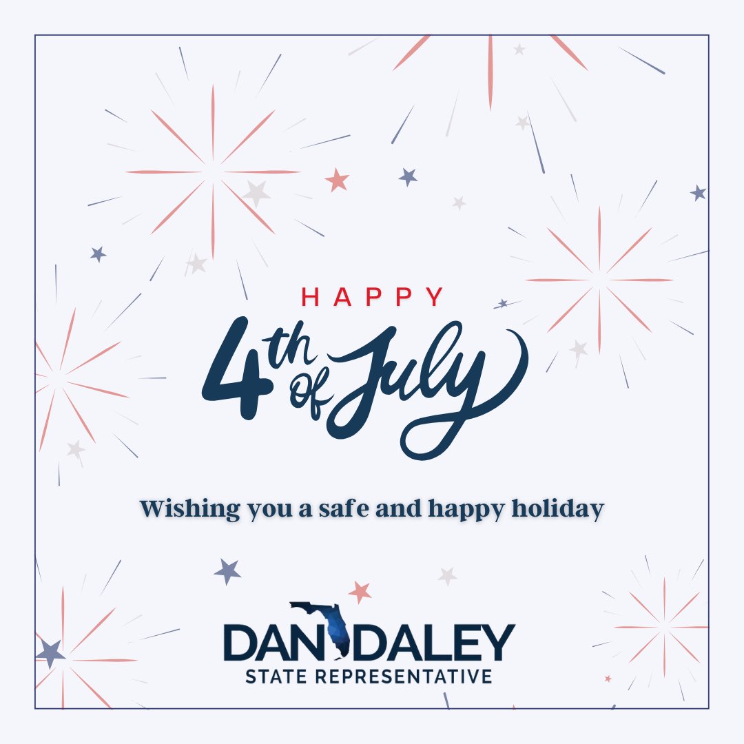 RepDanDaley's tweet image. Happy Independence Day!
Today we celebrate the freedom, spirit, and unity that define our nation.
Wishing you all a fun, safe, and memorable Fourth of July!