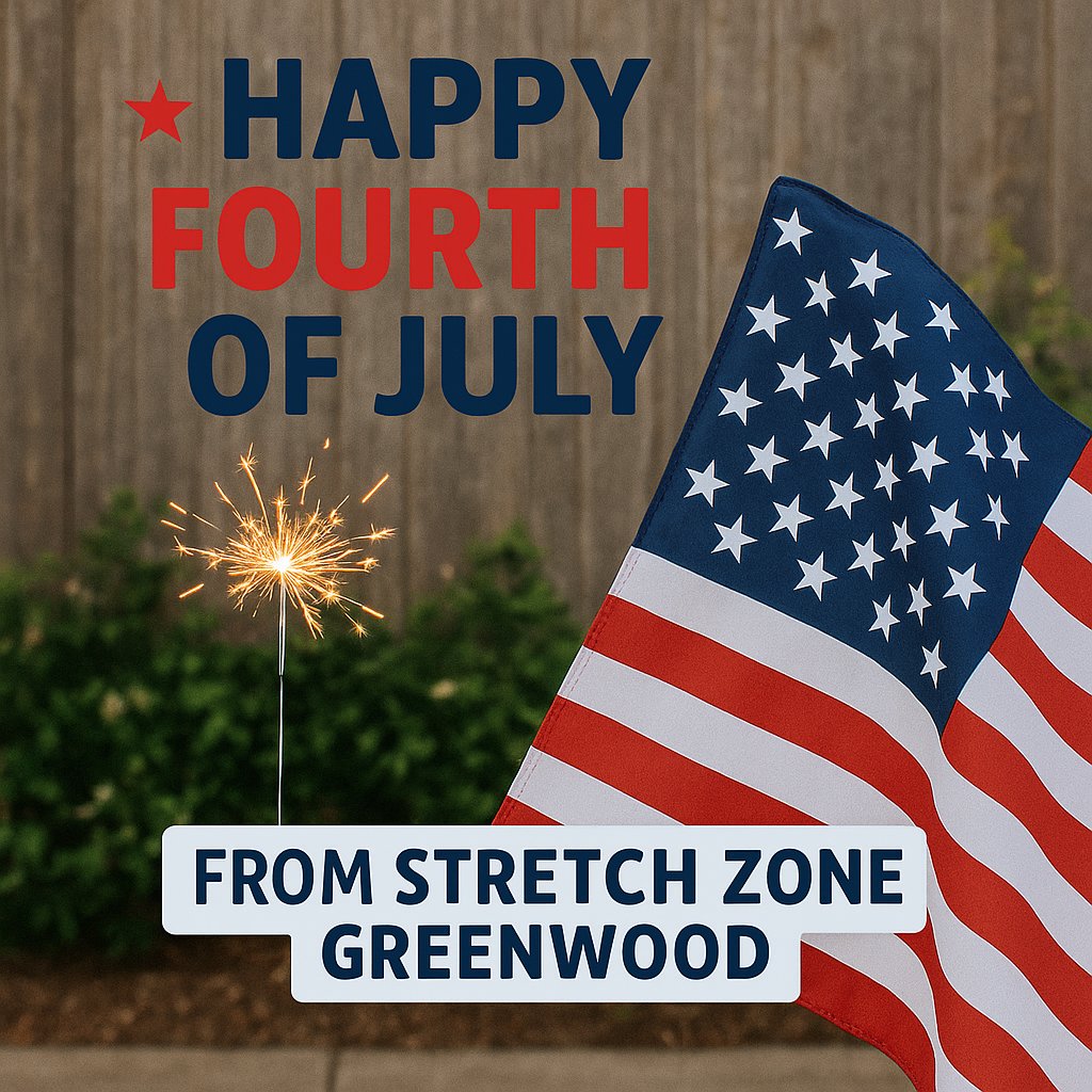 SZ_GreenwoodSC's tweet image. Happy Fourth Of July from Stretch Zone, Greenwood! Shoot off those fireworks, Then come on in for your FREE Stretch! We can’t wait to see you!🇺🇸🎊✨💪 #StretchZone #FeelBetterMoveBetter #FreeStretch #FourthOfJuly
