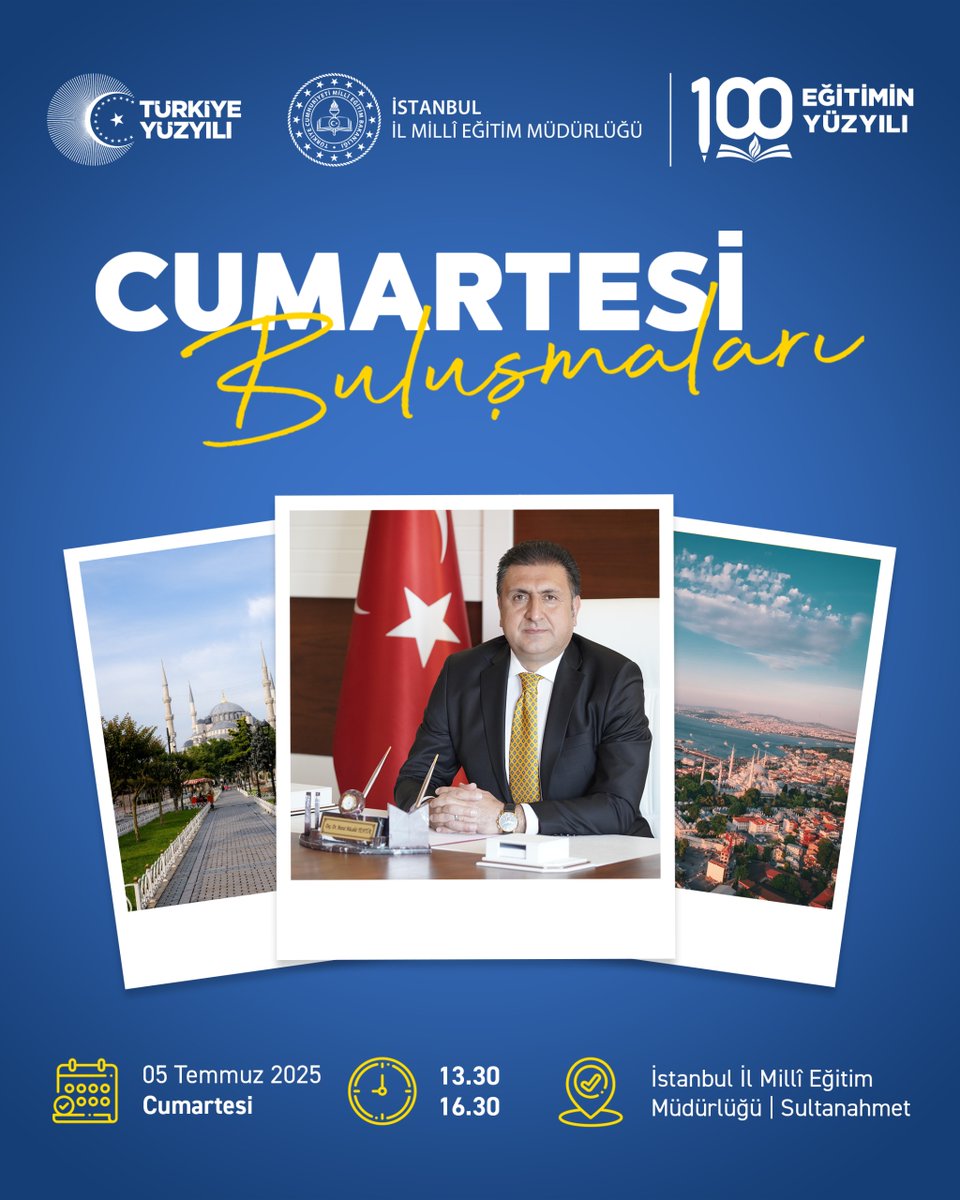 🔷️ Kıymetli Öğretmenlerimiz ve Velilerimiz,

İstanbul'umuzun eğitim vizyonunu sizlerle şekillendiriyoruz. Fikirlerinizi, önerilerinizi ve projelerinizi "Cumartesi Buluşmaları"nda Müdürümüzle paylaşmaya bekliyoruz.

Katılım formu için lütfen tıklayınız.

🔗