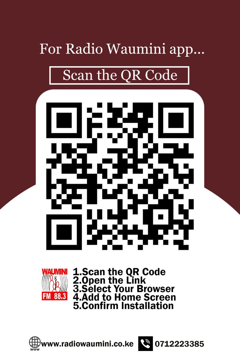 Scan the QR Code to Download the Radio Waumini App.