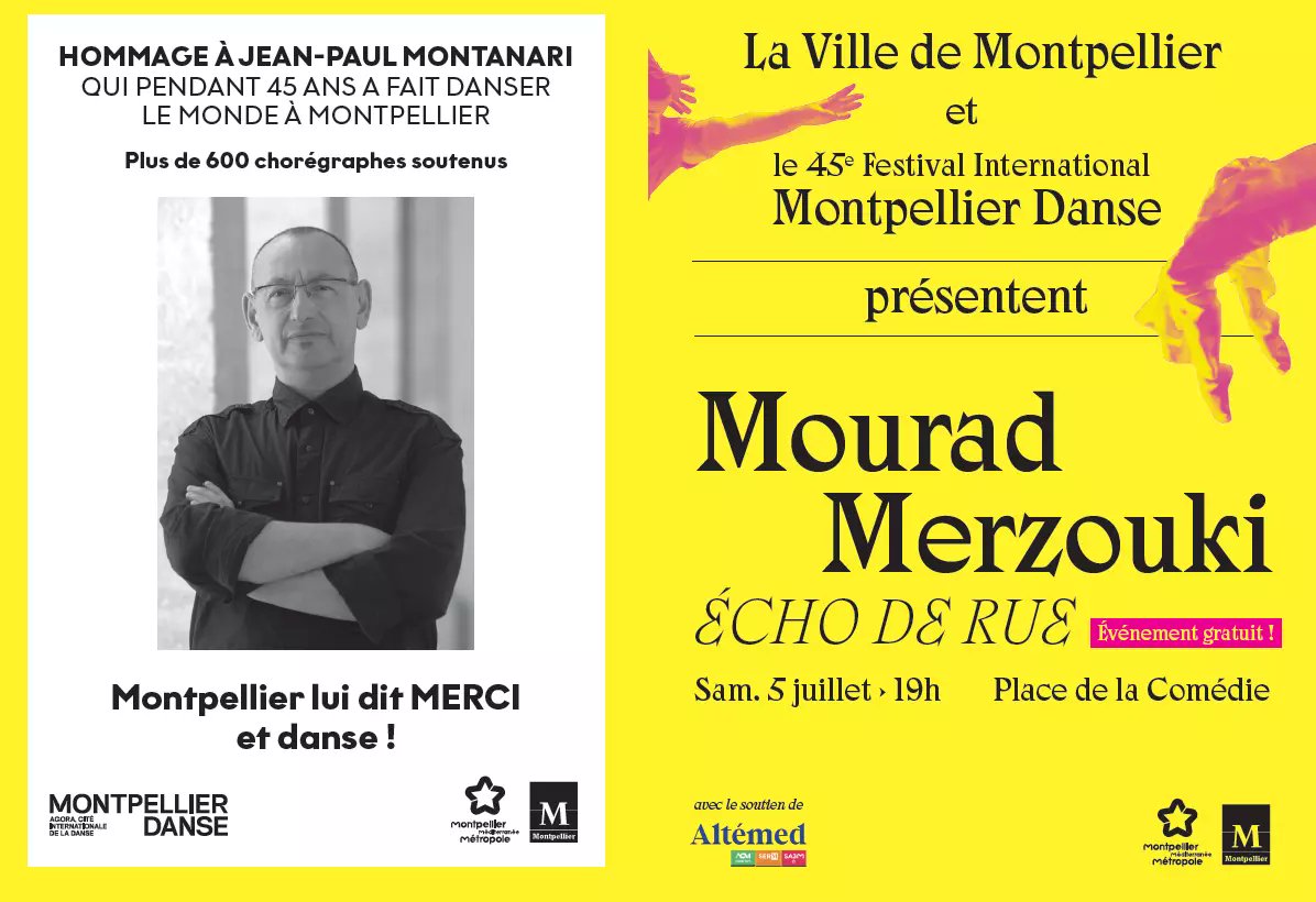 Ville de Montpellier (@montpellier_) on Twitter photo 🩰 Rendez-vous demain soir à 19h pour le spectacle de clôture du festival <a href="/MontpellierDans/">Montpellier Danse</a> par <a href="/MouradMerzouki/">Mourad Merzouki</a>💃 🕺
Infos liées à la chaleur 👇 🩰 Rendez-vous demain soir à 19h pour le spectacle de clôture du festival <a href="/MontpellierDans/">Montpellier Danse</a> par <a href="/MouradMerzouki/">Mourad Merzouki</a>💃 🕺
Infos liées à la chaleur 👇