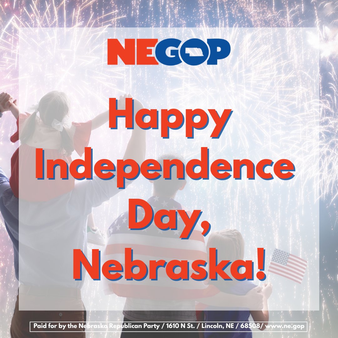 NEGOP's tweet image. From the Sandhills to the Platte, freedom rings loud in Nebraska! Happy 4th of July! 🇺🇸