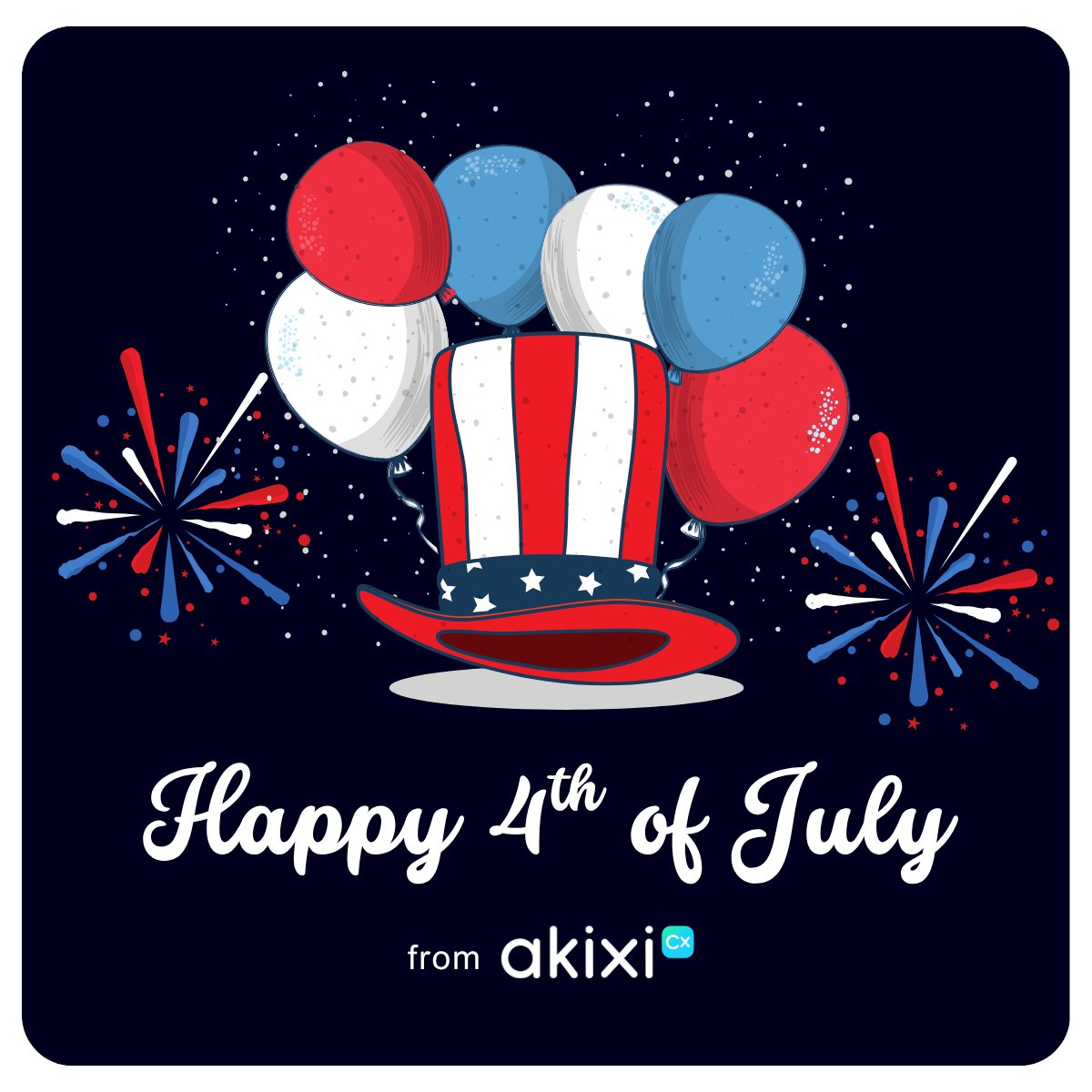 Happy 4th of July from all of us at Akixi! 🎆

To our US partners, employees, and friends.. wishing you a day filled with celebration, connection, and maybe even a few fireworks!

💙❤️🤍

#FourthOfJuly #IndependenceDay #CX #USA #4thofJuly