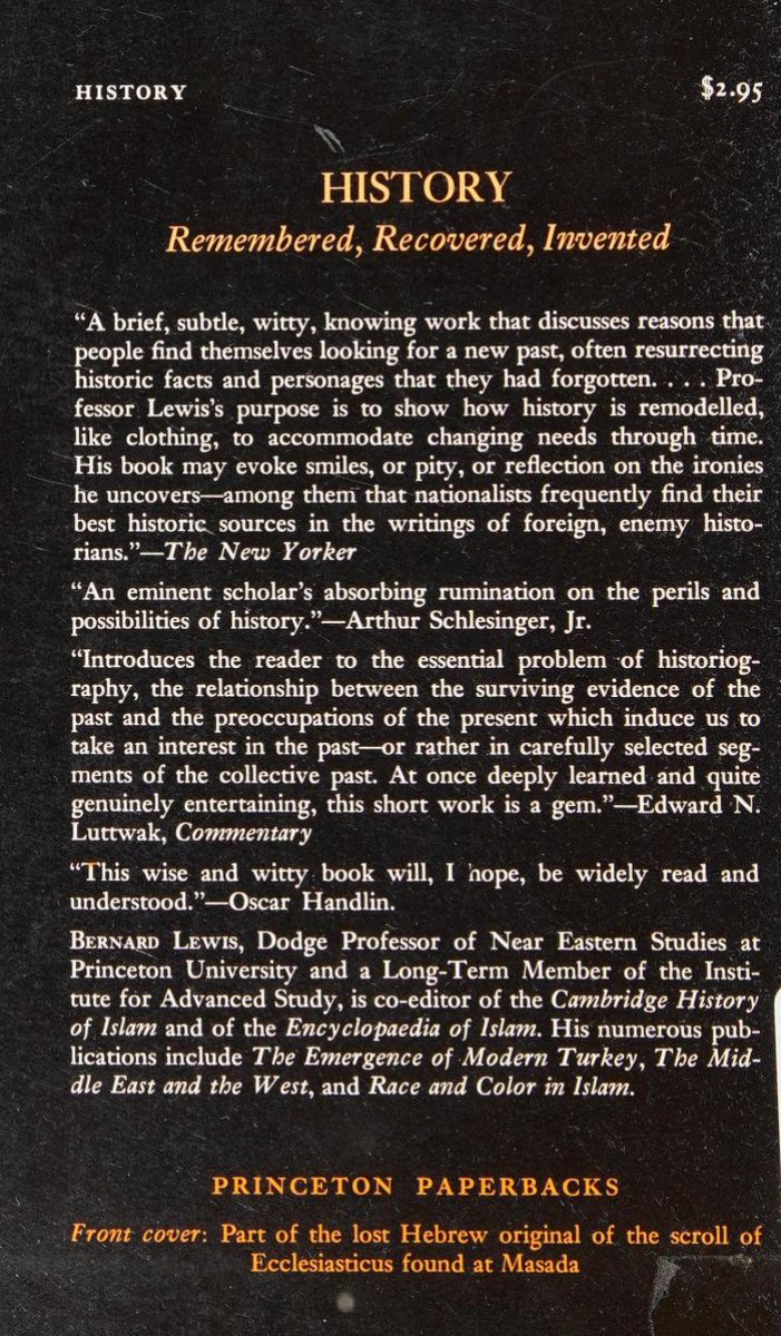 LewisRemembered's tweet image. Marking 50 Years (1975) since Bernard Lewis celebrated his first July 4 as a Permanent Resident of the United States at @Princeton & @the_IAS (Subsequently becoming US Citizen) #BernardLewis' then just-published book from @PrincetonUPress "History: Remembered Recovered Invented"