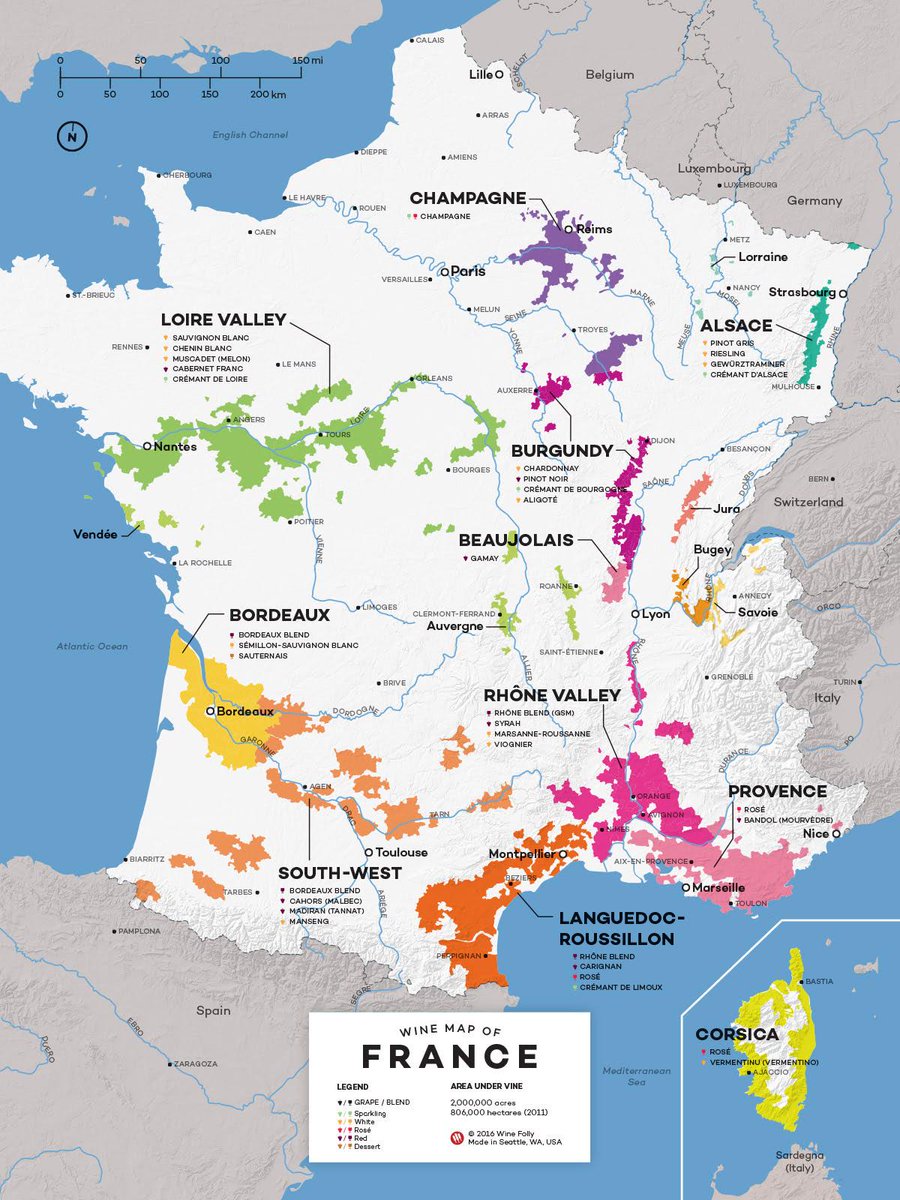 🍷 Wine map of France—one of the world's largest producers.