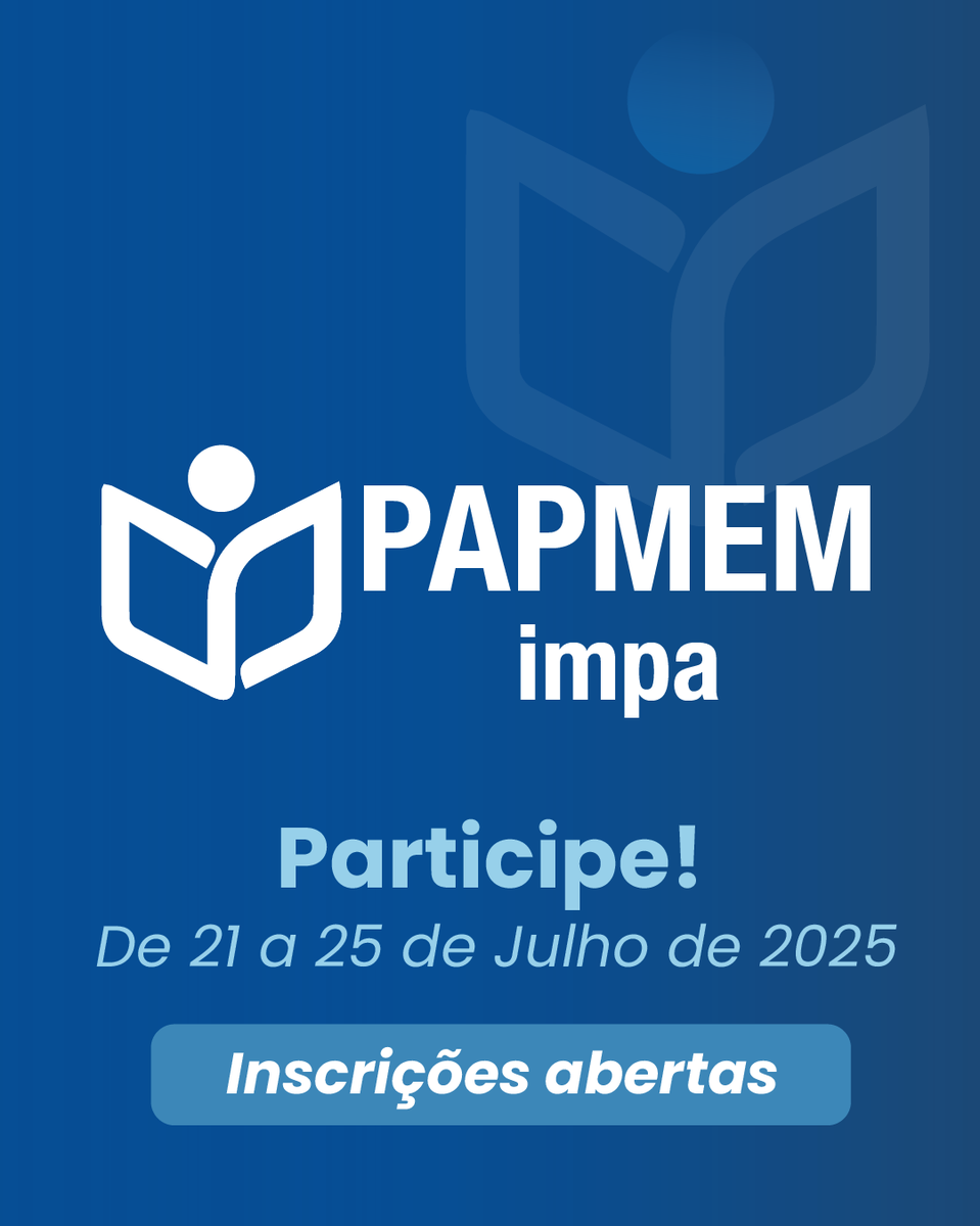 IMPAOficial's tweet photo. 🗣️Alô, professores de matemática! Notícia boa na área!

As inscrições para a 2ª edição 2025 do PAPMEM  começam na próxima segunda-feira (7).

As aulas, remotas ou híbridas, serão de 21 a 25 de julho.

As inscrições vão até 17 de julho no site do IMPA.

🔗https://t.co/yEfJbArD7U https://t.co/jAFoYr1ed3