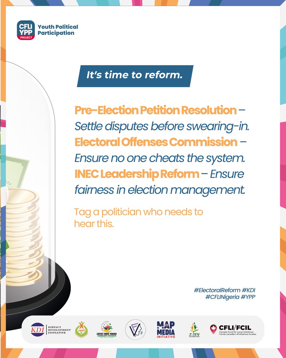 KDI_ng's tweet image. Millions of Naira are spent on elections, yet election disputes drag on for months, causing financial and emotional distress for candidates.
This needs to stop. We need these reforms:
Pre-Election Petition Resolution – Resolve disputes before swearing-in.
Electoral Offenses…