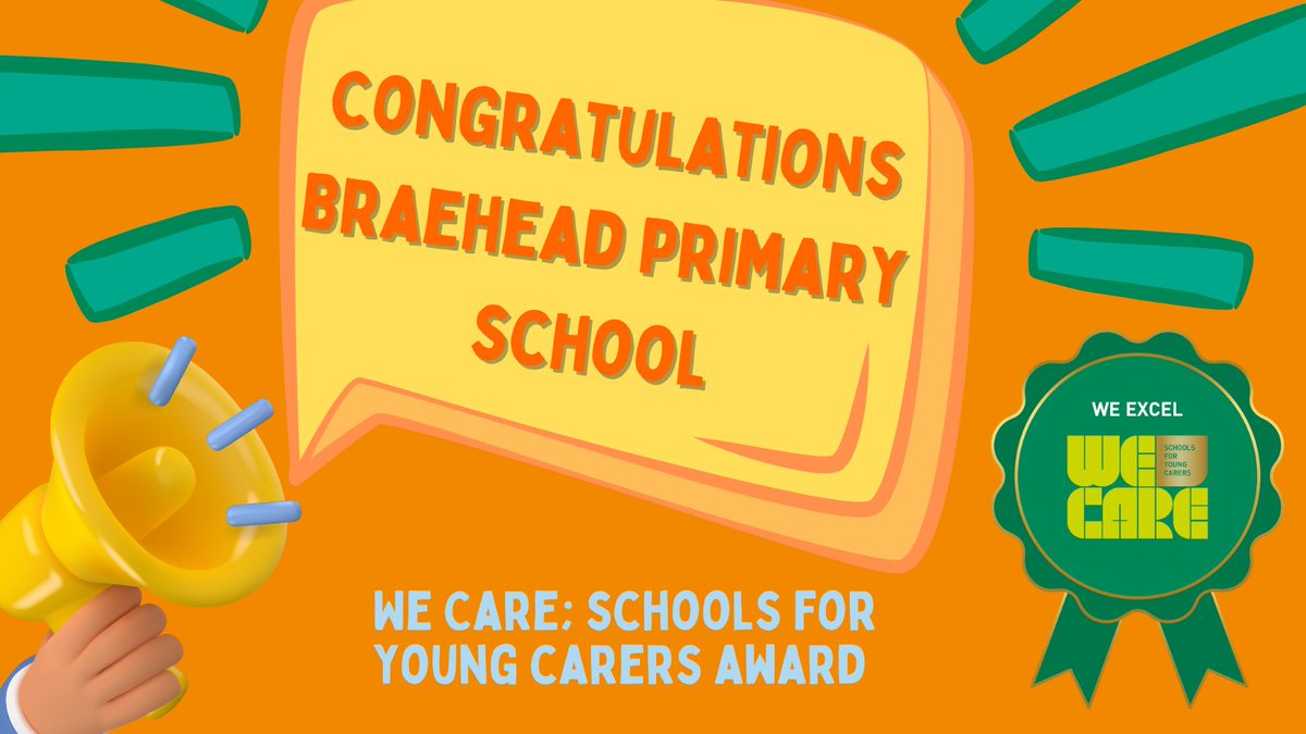 🎉 Huge congratulations to
<a href="/SchoolBraehead/">Braehead Primary School & ELCC</a>
for being the first primary school to reach the We Excel level of the We Care Award! 📷 your hard work &amp; commitment to supporting young carers is inspiring. Well done, Team Braehead! 📷#WeCareAward #YoungCarers #SchoolsForYoungCarers