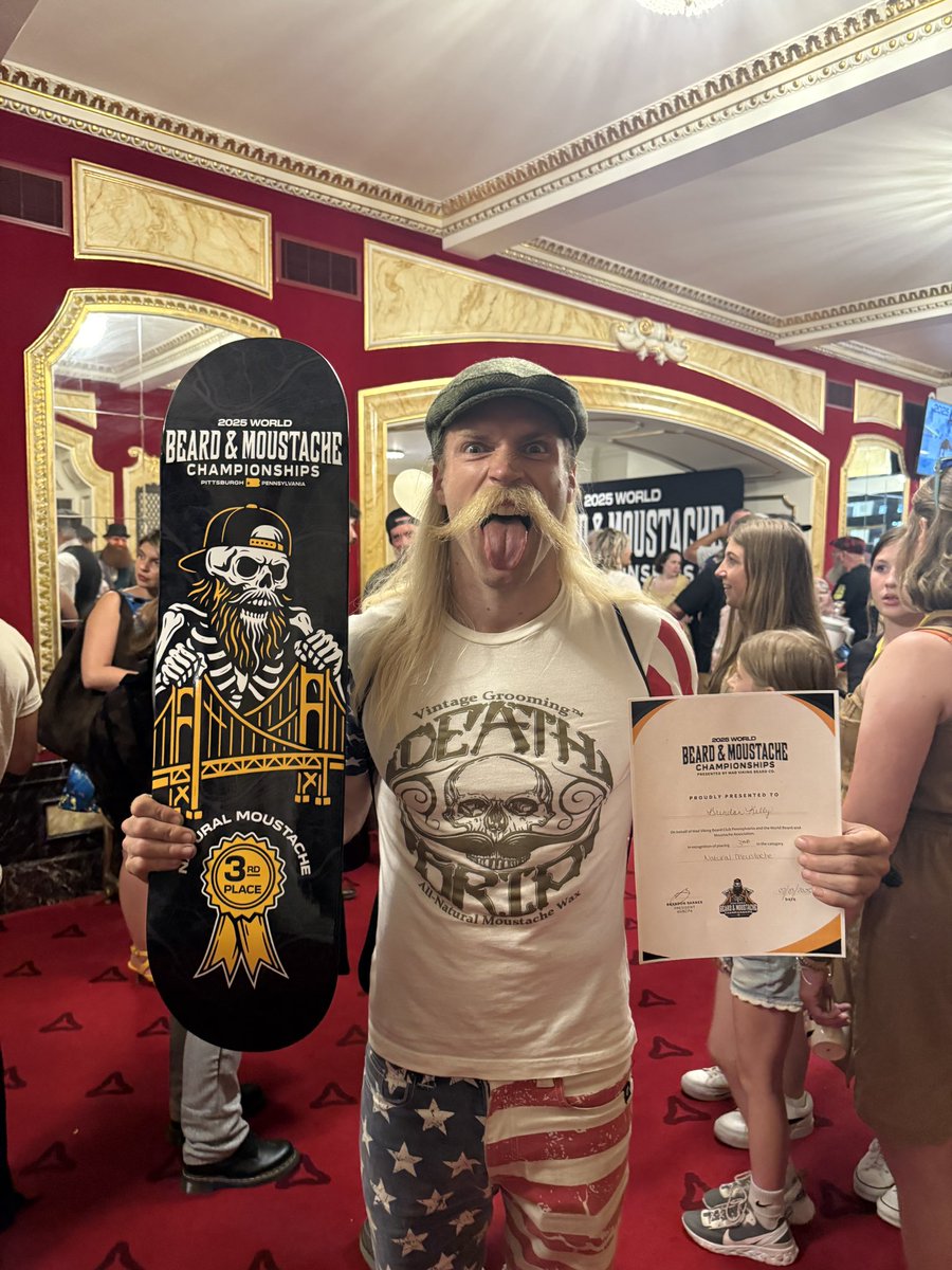 2025 World’s 3rd Best Natural Mustache! Making the podium in my 1st ever World Championships 💪🏻