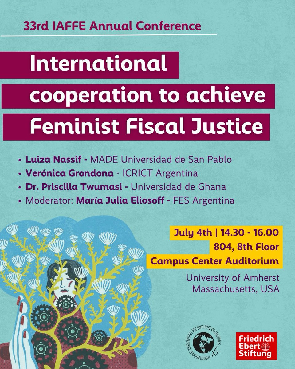 Icrict (@icrict) on Twitter photo 📣#TODAY
At <a href="/IAFFE/">International Association for Feminist Economics</a> Annual Conference, Verónica Grondona from <a href="/icrict/">Icrict</a> secretariat will discuss the role of international cooperation in advancing #TaxJustice, participating alongside experts from Argentina, Brazil & Ghana.
⏰ 14:30
📍 Room 803, Floor 4 – Campus Center Auditorium 📣#TODAY
At <a href="/IAFFE/">International Association for Feminist Economics</a> Annual Conference, Verónica Grondona from <a href="/icrict/">Icrict</a> secretariat will discuss the role of international cooperation in advancing #TaxJustice, participating alongside experts from Argentina, Brazil & Ghana.
⏰ 14:30
📍 Room 803, Floor 4 – Campus Center Auditorium