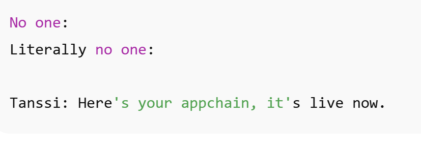 LongMNTN's tweet image. Appchain? Already done.
You just blinked.
@TanssiNetwork 
#Tanssi #Web3MadeSimple