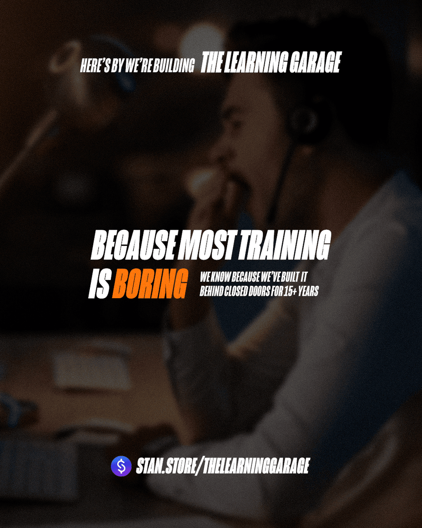 Practical. Actionable. Made for busy people who sell cars, not sit in classrooms all day. ⚡️

This is The Learning Garage. 🚘🎓

stan.store/TheLearningGar…

#TheLearningGarage #StanChallenge #StevenStanChallenge