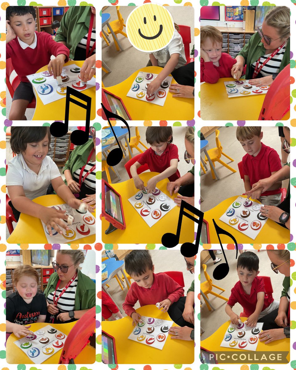 #YHFCLASS4 Had fun creating our own music with the Specdrums - using the coloured animals from our focus book this week, Brown Bear 🐻