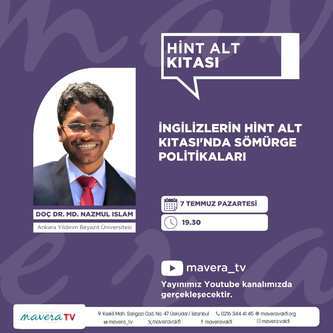 İngilizlerin Hint Alt Kıtası'nda Sömürge Politikaları

🎙Doç Dr. Md. Nazmul Islam
🗓7 Temmuz 2025 Pazartesi
⏰19.30
📺Mavera TV

#maveratv #ders #sohbet