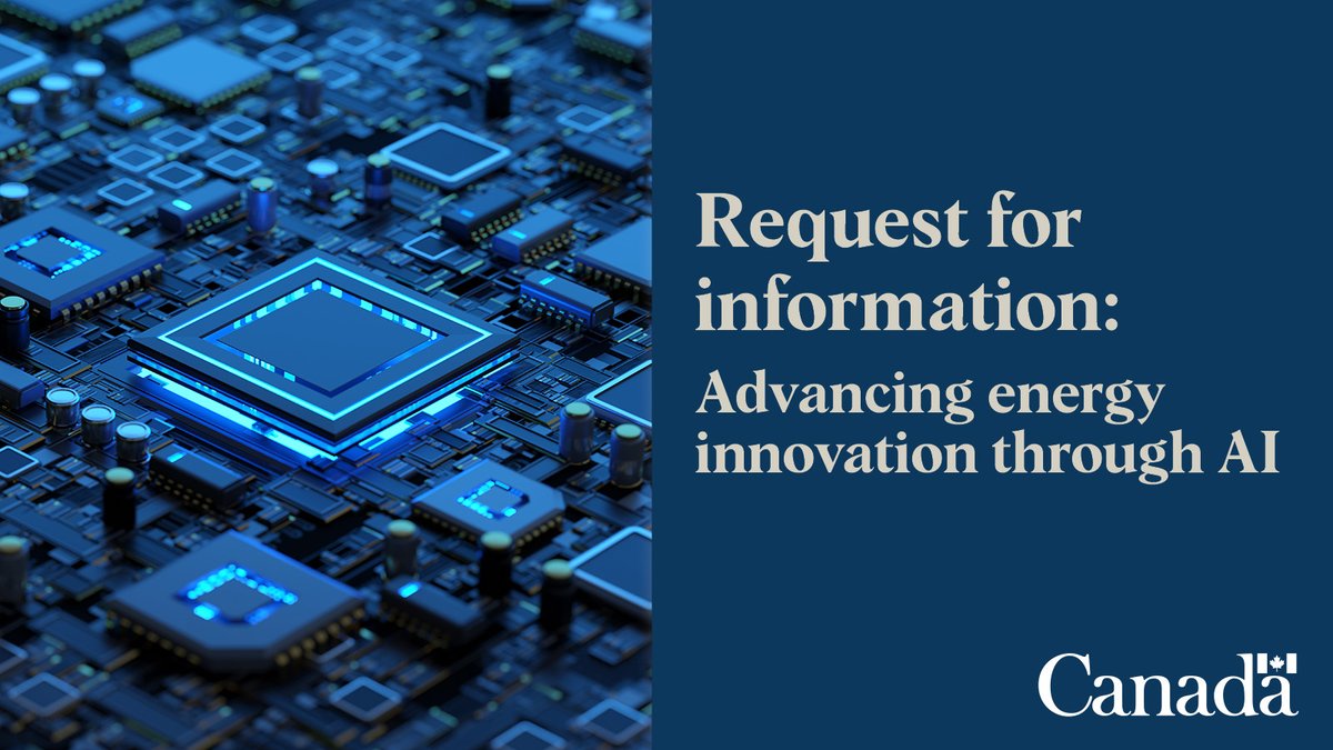 NRCan's tweet image. We just launched a request for information about the opportunity for #AI to accelerate energy innovation in, and for, Canada.
Respond to our questions here: ow.ly/v1oY50Wl296