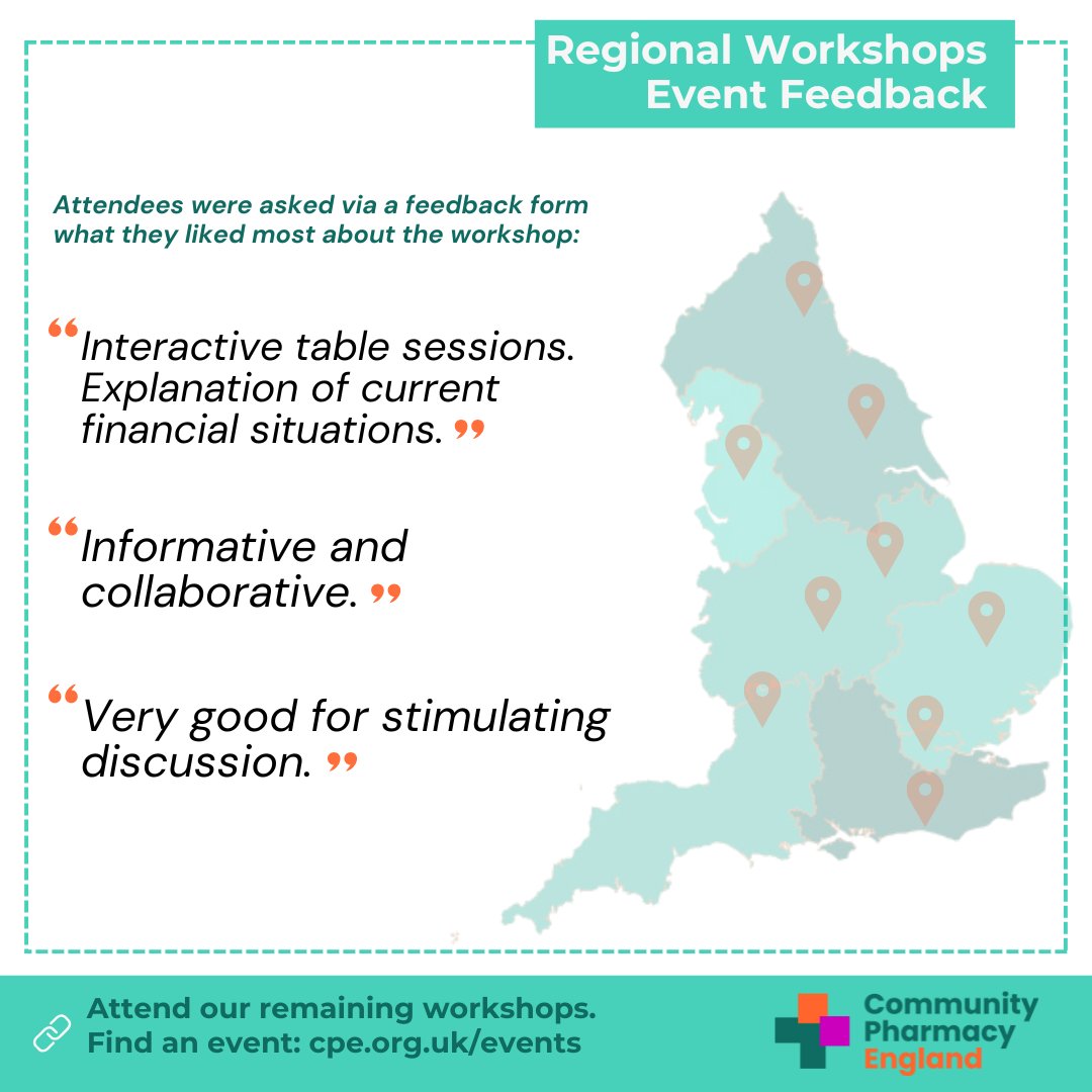 Community Pharmacy England (@compharmengland) on Twitter photo 📢Regional Workshops continue 📢
 
We kicked off our regional workshops this week with visits to 📍Yorkshire & Humber and the 📍North East.
Please don't miss your chance to get involved – secure your place at an upcoming event  🔗 bit.ly/48eLWcH 📢Regional Workshops continue 📢
 
We kicked off our regional workshops this week with visits to 📍Yorkshire & Humber and the 📍North East.
Please don't miss your chance to get involved – secure your place at an upcoming event  🔗 bit.ly/48eLWcH