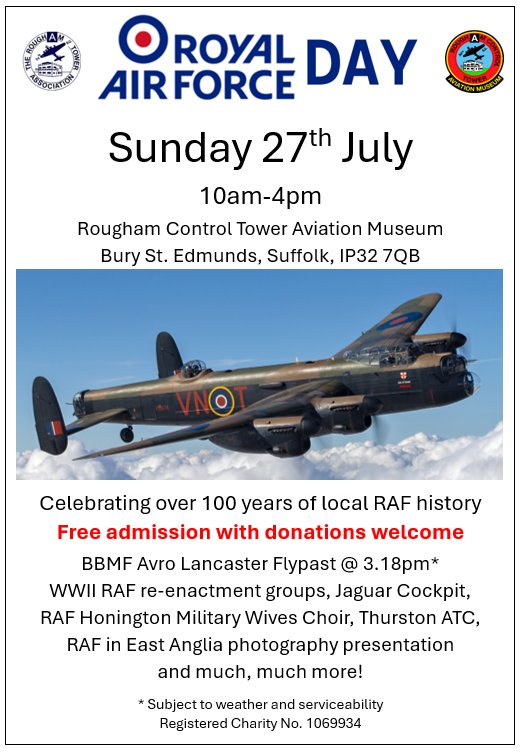 RCTAM94th's tweet image. We now have confirmation for the Lancaster flypast being at 3.18pm, not 4.43pm as previously mentioned (subject weather and serviceability)